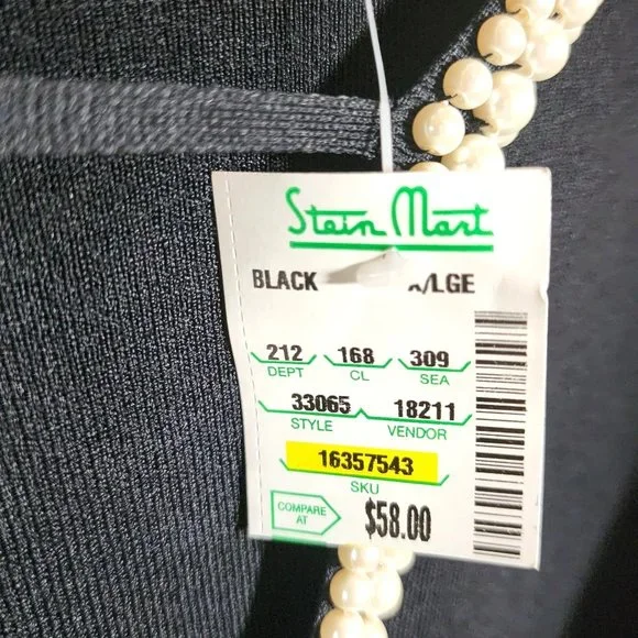 Cable & Gauge Black Pull Over Black Sweater Lined With Pearls. Size XL. New - Picture 4 of 6